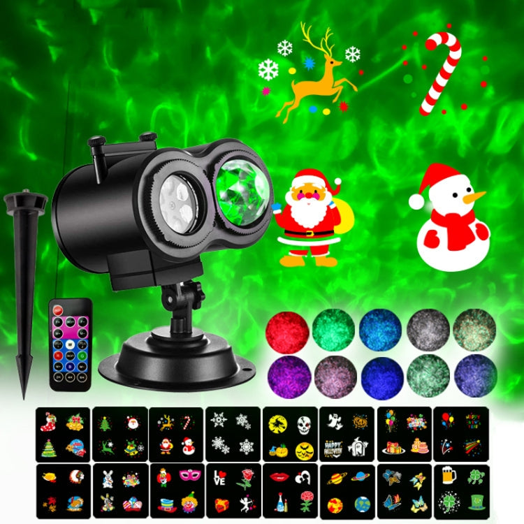 16 Cards US Plug Not Easy To Fade Card Pattern 9W Double Cylinder Water Pattern Christmas Projection Light - Christmas Decoration Lamps by PMc TechLife | Online Shopping South Africa | PMc TechLife | Buy Now Pay Later Mobicred
