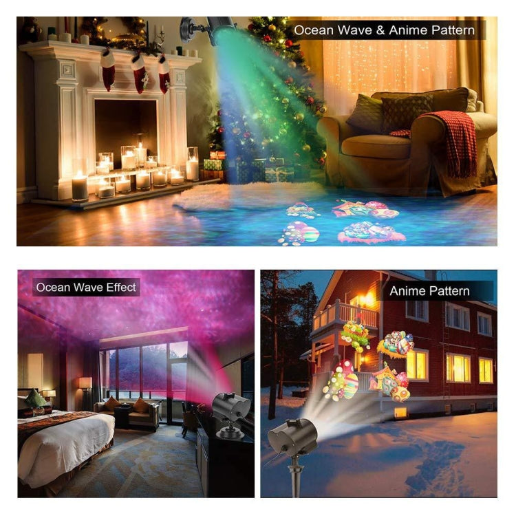 16 Cards EU Plug Not Easy To Fade Card Pattern 9W Double Cylinder Water Pattern Christmas Projection Light - Christmas Decoration Lamps by PMc TechLife | Online Shopping South Africa | PMc TechLife | Buy Now Pay Later Mobicred
