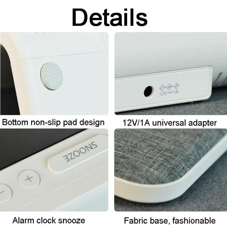 3 In 1 10W Wireless Charging Bedside Lamp LCD Screen Alarm Clock  Phone Charger,EU Plug(White) - Wireless Charger by PMC TechLife | Online Shopping South Africa | PMC TechLife