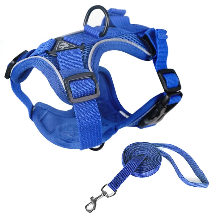 Pet Vest Harness + Traction Rope Set Reflective Breathable Dog Cat Harness, Size: M(Blue) - Leashes by PMC Jewellery | Online Shopping South Africa | PMC Jewellery