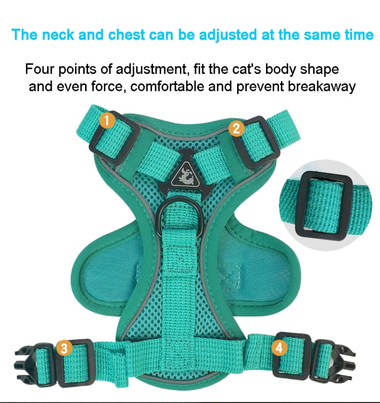 Pet Vest Harness + Traction Rope Set Reflective Breathable Dog Cat Harness, Size: M(Blue) - Leashes by PMC TechLife | Online Shopping South Africa | PMC TechLife