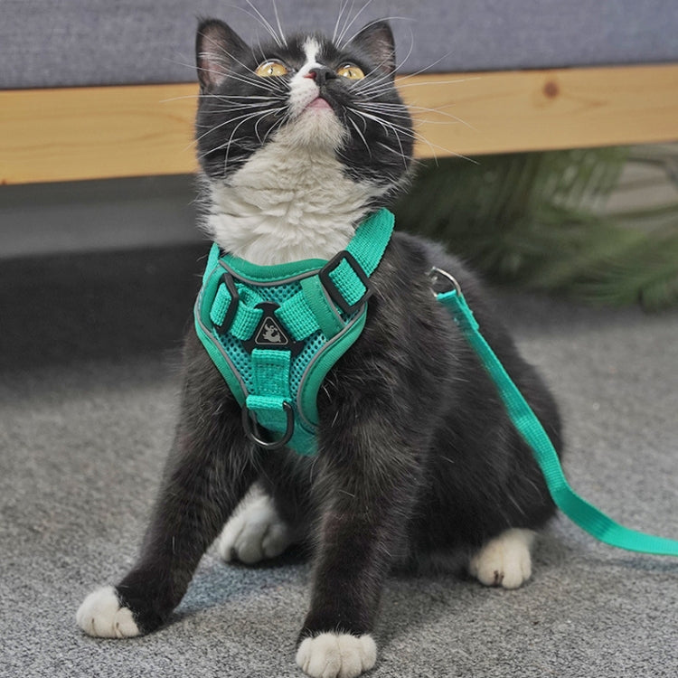 Pet Vest Harness + Traction Rope Set Reflective Breathable Dog Cat Harness, Size: M(Gray) - Leashes by PMC TechLife | Online Shopping South Africa | PMC TechLife