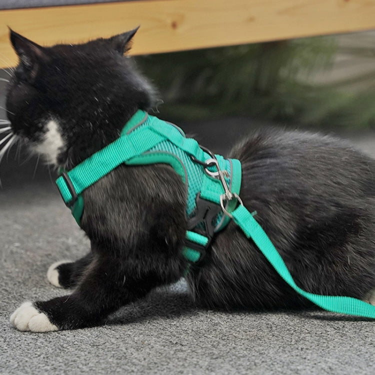 Pet Vest Harness + Traction Rope Set Reflective Breathable Dog Cat Harness, Size: S(Pink) - Leashes by PMC TechLife | Online Shopping South Africa | PMC TechLife