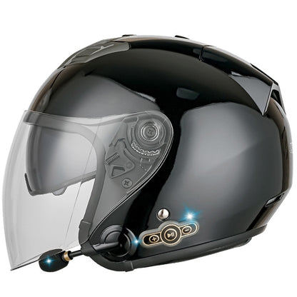 KUQIBAO Motorcycle Smart Bluetooth Sun Protection Double Lens Safety Helmet, Size: L(Bright Black) - Helmets by KUQIBAO | Online Shopping South Africa | PMC Jewellery | Buy Now Pay Later Mobicred