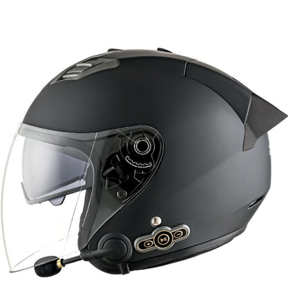 KUQIBAO Motorcycle Smart Bluetooth Sun Protection Double Lens Safety Helmet, Size: XXL(Matte Black+Black Tail) - Helmets by KUQIBAO | Online Shopping South Africa | PMC Jewellery | Buy Now Pay Later Mobicred