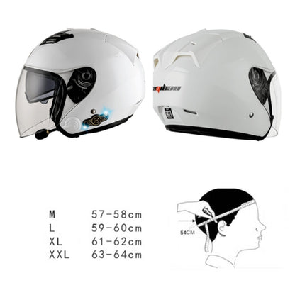 KUQIBAO Motorcycle Smart Bluetooth Sun Protection Double Lens Safety Helmet, Size: XL(White Phantom Fiber+Black Tail) - Helmets by KUQIBAO | Online Shopping South Africa | PMC Jewellery | Buy Now Pay Later Mobicred