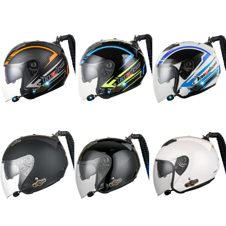 KUQIBAO Motorcycle Bluetooth Headset Double Lens Helmet With Braid, Size: XL(Bright Black) - Helmets by KUQIBAO | Online Shopping South Africa | PMC Jewellery | Buy Now Pay Later Mobicred