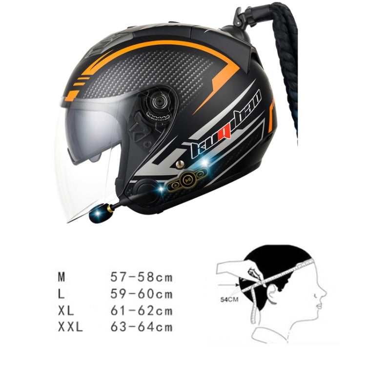 KUQIBAO Motorcycle Bluetooth Headset Double Lens Helmet With Braid, Size: L(White) - Helmets by KUQIBAO | Online Shopping South Africa | PMC TechLife | Buy Now Pay Later Mobicred