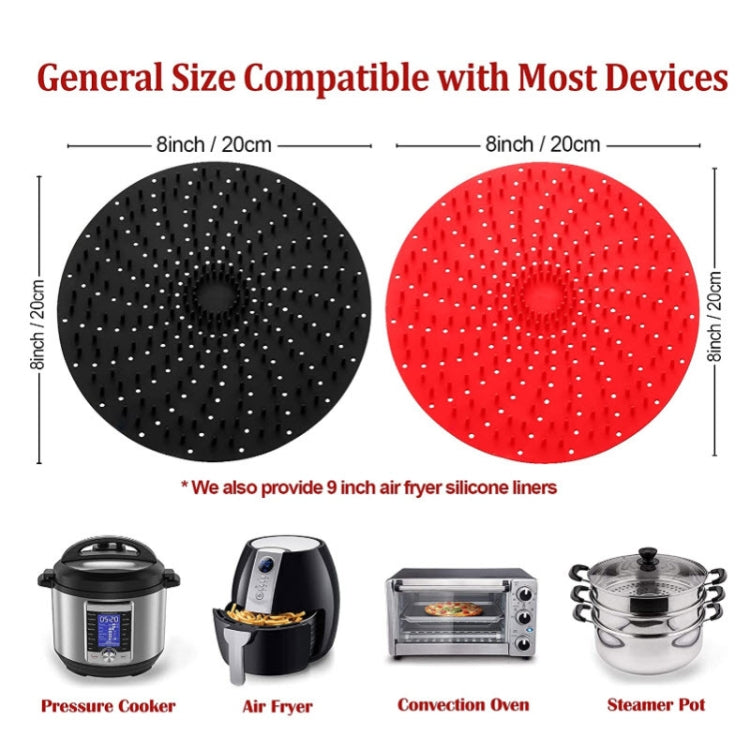 Air Fryer Reusable Silicone Liner Mat Non-Stick Steamer Pad Kitchen Accessories Square Black 23cm - Baking mat & Bakewares by PMC Jewellery | Online Shopping South Africa | PMC Jewellery