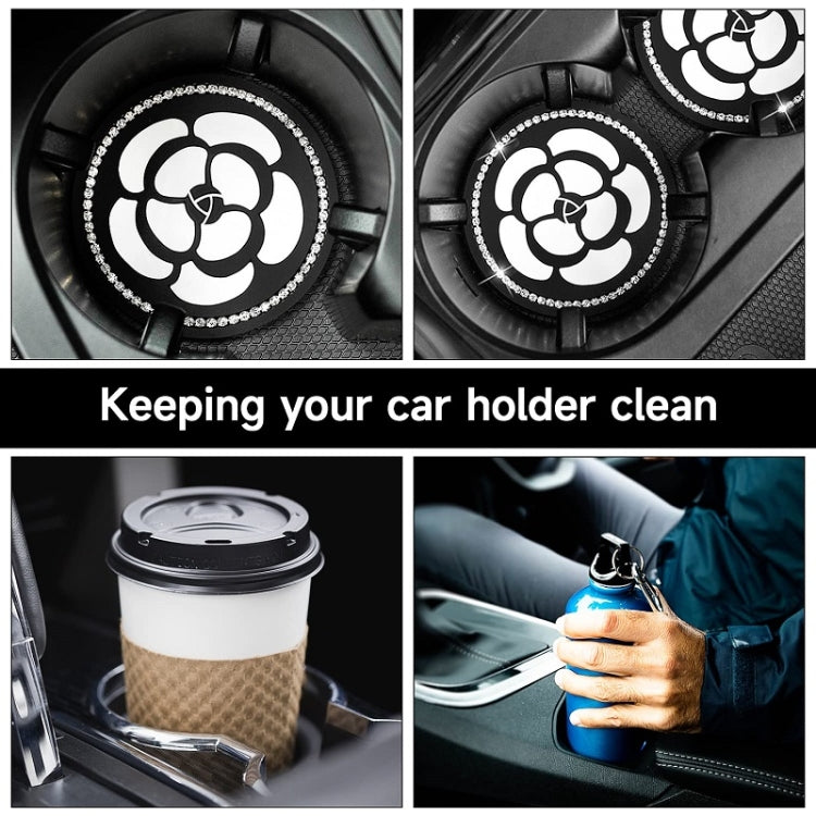 Car Water Cup Anti-skid Mat Door Slot Interior Modification Mat With diamond(Big Camellia) - Car Drink Holders by PMC Jewellery | Online Shopping South Africa | PMC Jewellery