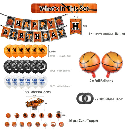 Basketball Theme Party Set Flag + Balloon + Cake Insert Set - Balloons by PMC Jewellery | Online Shopping South Africa | PMC Jewellery