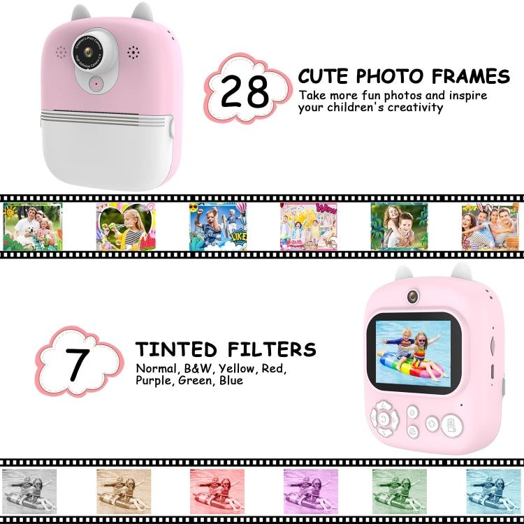 1200W Pixel  2.4 Inch Display Children Print Instant Camera Standard Pink - Children Cameras by PMC Jewellery | Online Shopping South Africa | PMC Jewellery | Buy Now Pay Later Mobicred