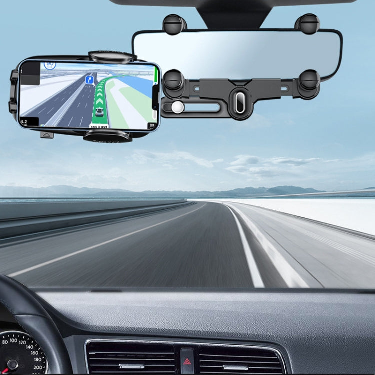 Car Rearview Mirror Navigation Retractable Multifunctional Mobile Phone Holder(Black) - Car Holders by PMC Jewellery | Online Shopping South Africa | PMC Jewellery | Buy Now Pay Later Mobicred