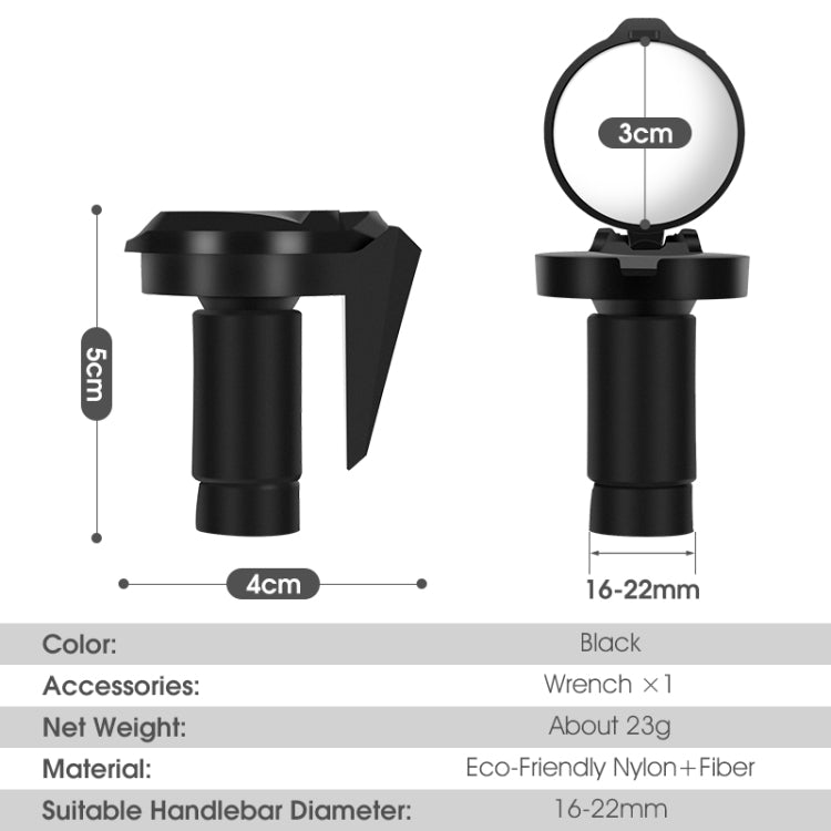 WEST BIKING Bicycle Handlebar Convex Rear View Mirror(Black) - View Mirrors by WEST BIKING | Online Shopping South Africa | PMC TechLife | Buy Now Pay Later Mobicred