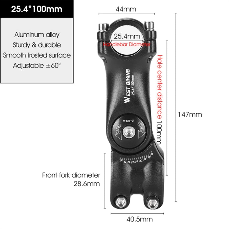 WEST BIKING Mountain Bike Adjustable Handlebar Angle Riser Handlebar Lift Accessories 25.4x100mm - Maintenance tools by WEST BIKING | Online Shopping South Africa | PMc TechLife | Buy Now Pay Later Mobicred