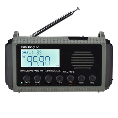 HanRongda HRD-905 Solar Charging LED Lighting Generation Disaster Prevention Emergency Full Band Radio(Army Green) - Radio Player by HanRongda | Online Shopping South Africa | PMC Jewellery | Buy Now Pay Later Mobicred