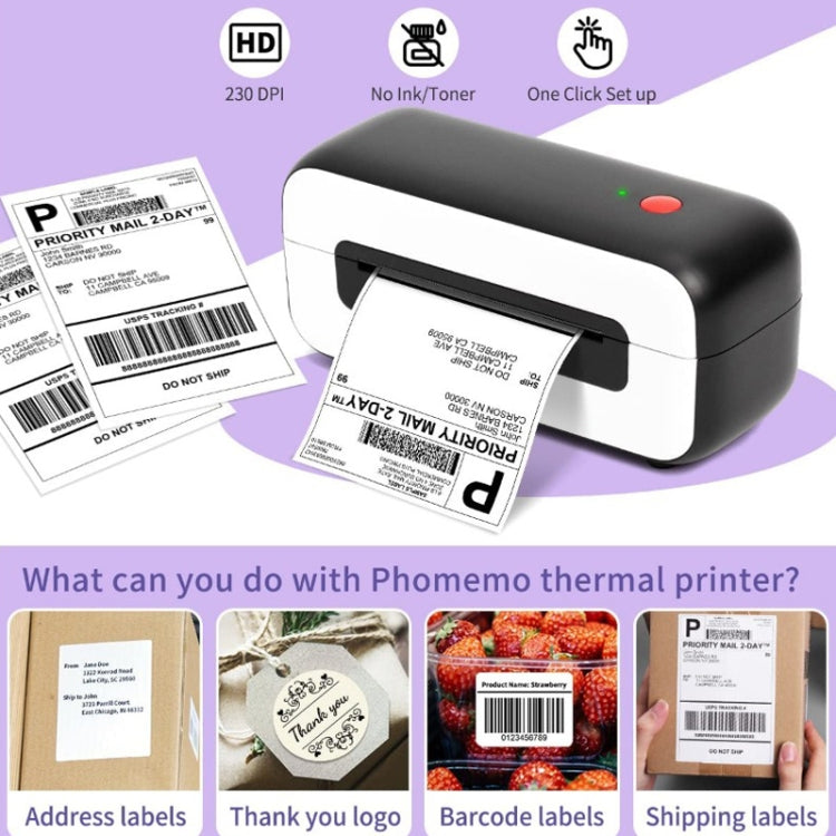 Phomemo PM246S Address Label Printer Thermal Paper Express E-Manifest Printer, Size: US(Black) - Printer by Phomemo | Online Shopping South Africa | PMC Jewellery | Buy Now Pay Later Mobicred