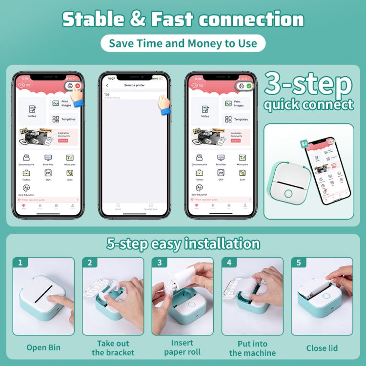 Phomemo T02 Gift Box Phone Bluetooth Mini Printer Photo Thermal Printer Family Student Wrong Question Printer(White) - free shipping - PMC Jewellery - Order now!