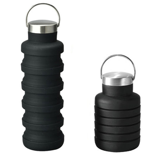 500ml Outdoor Sports Silicone Telescopic Cup Portable Foldable Travel Water Kettle(Black Handle Lid) - Kettles by PMC Jewellery | Online Shopping South Africa | PMC Jewellery