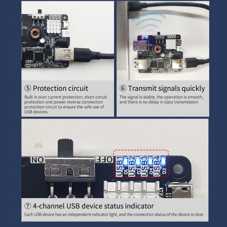 Yahboom USB3.0 HUB Expansion Board ROS Robot Expansion Dock(6000301226) - free shipping - PMC Jewellery - Order now!