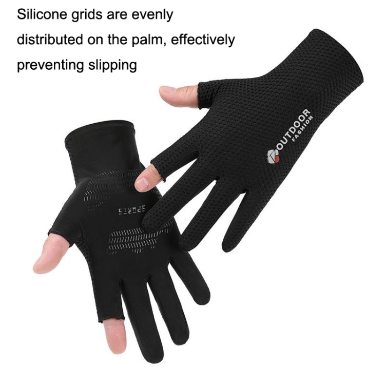 Cycling Thin Sunscreen UV Protection Mesh Breathable Ice Silk Two-finger Gloves(Black) - Cycling Gloves by PMC Jewellery | Online Shopping South Africa | PMC Jewellery