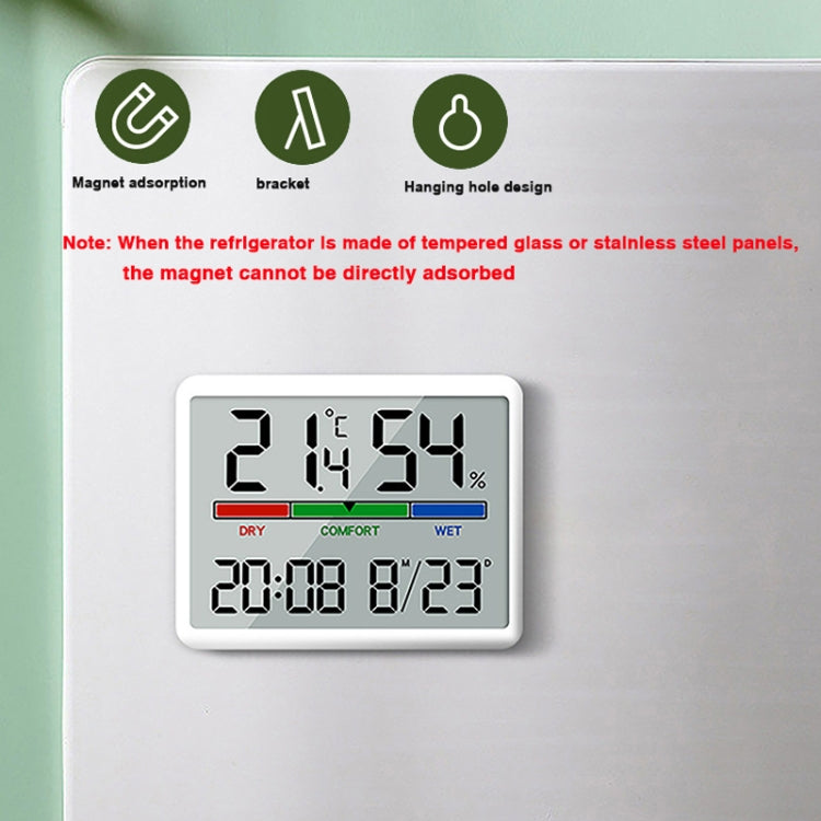 Magnetic LCD Digital Aalarm Clock Large Screen With Temperature Humidity Display(9905 White) - Alarm Clocks by PMc TechLife | Online Shopping South Africa | PMc TechLife | Buy Now Pay Later Mobicred