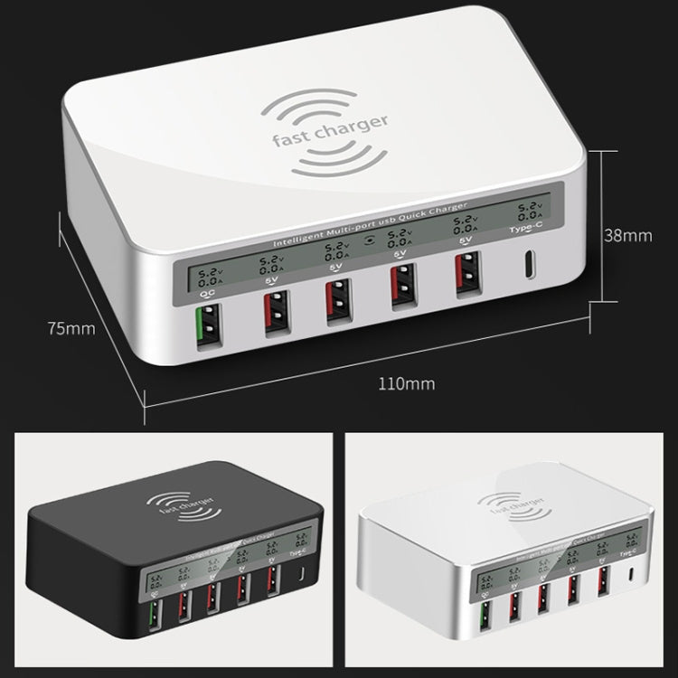 818F 5 USB Ports + Type-C Multifunctional Multi-Port Wireless Charger, Style: US Plug (Black) - Multifunction Charger by PMC TechLife | Online Shopping South Africa | PMC TechLife | Buy Now Pay Later Mobicred