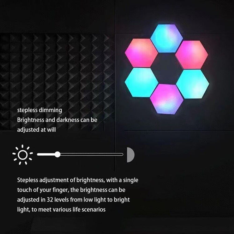 12pcs/set RGB Symphony Hexagon Lights DIY Bedside Ambient Wall Lamp Smart Honeycomb Light(Bluetooth APP) - Novelty Lighting by PMC TechLife | Online Shopping South Africa | PMC TechLife | Buy Now Pay Later Mobicred