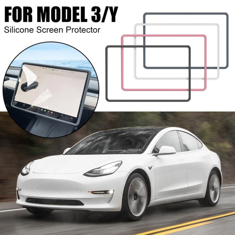 For Tesla Model3/Y Screen Bumper Protective Cover Silicone Frame(Gray) - Car Interior Mouldings by PMC TechLife | Online Shopping South Africa | PMC TechLife | Buy Now Pay Later Mobicred