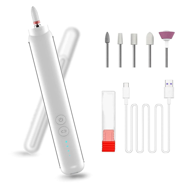 Rechargeable Nail Drill Machine Set with Ceramic Drill Bit Spot Lighting(White) - Grinding Tools & Accessories by PMC TechLife | Online Shopping South Africa | PMC TechLife