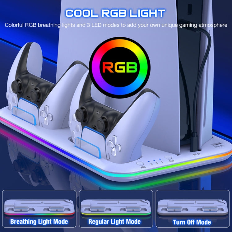 For PS5 / PSVR2 Controller Multi-Functional Cooling Base With RGB Lights(White) - Holder by PMC Jewellery | Online Shopping South Africa | PMC Jewellery