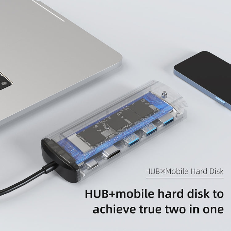 6-In-1 TYPE-C/USB-C To PD+HDMI (4K 30hz) +USB3.0 X 3+SSD Docking Station - USB HUB by PMC TechLife | Online Shopping South Africa | PMC TechLife