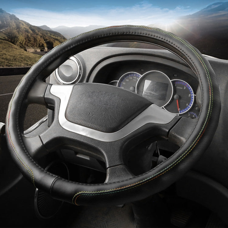 50cm Leather Truck Steering Wheel Cover(Black Line) - Steering Wheel Accessories by PMC TechLife | Online Shopping South Africa | PMC TechLife | Buy Now Pay Later Mobicred