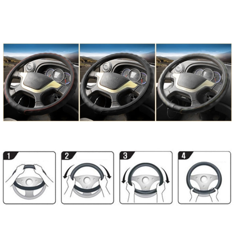 42cm Leather Truck Steering Wheel Cover(Black Red Line) - Steering Wheel Accessories by PMC TechLife | Online Shopping South Africa | PMC TechLife | Buy Now Pay Later Mobicred