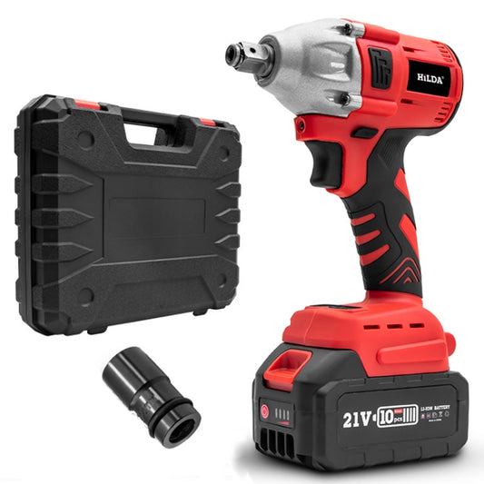 HILDA Motorized Wrenches Lithium Repair Parts With 22mm Socket, EU Plug, Model: Red With 1 Battery+1 Charger (3000mAh) - Screws by HILDA | Online Shopping South Africa | PMC Jewellery | Buy Now Pay Later Mobicred