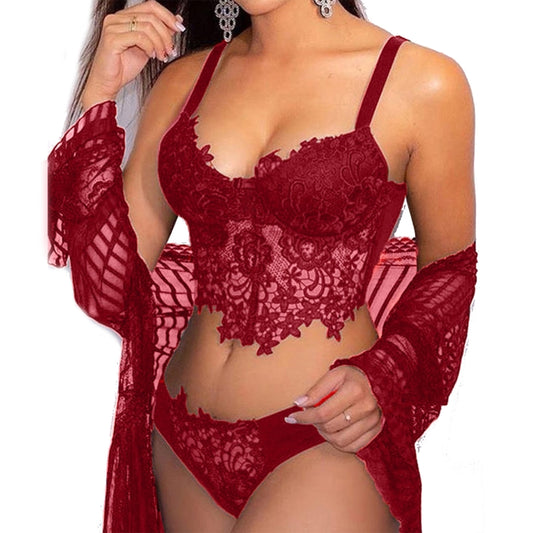 Push Up Bra & Panties Sets Women Sexy Lingerie Lace Underwear, Size: M(Red) - Ladies Underwear by PMC Jewellery | Online Shopping South Africa | PMC Jewellery