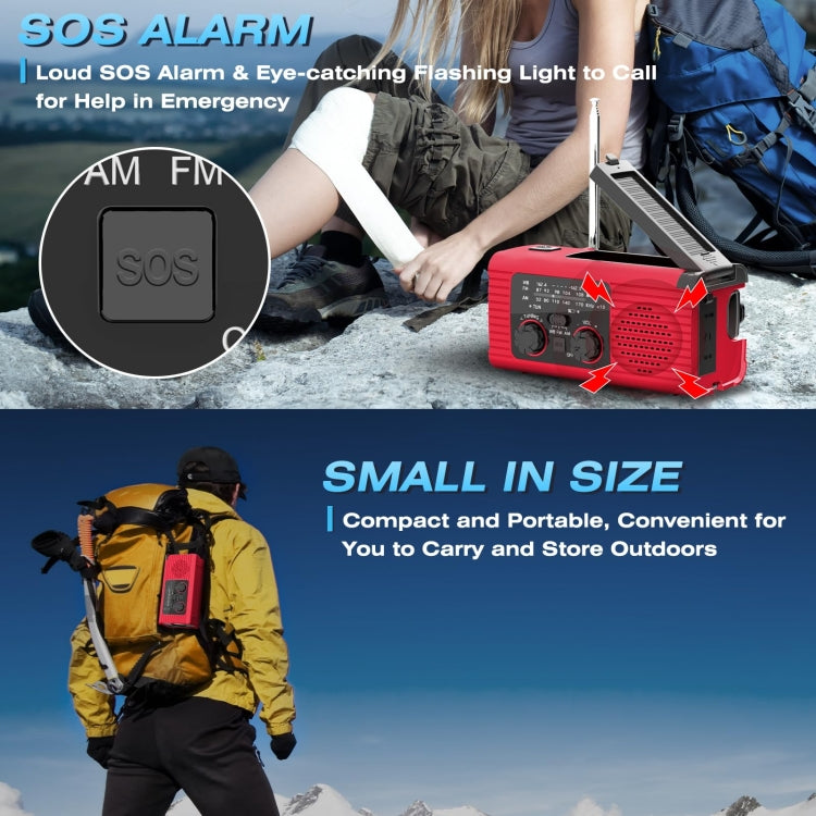 Solar Charging NOAA Emergency Weather Radio with LED Flashlight Reading Lamp, SOS Alarm(Red) - Radio Player by PMC Jewellery | Online Shopping South Africa | PMC Jewellery | Buy Now Pay Later Mobicred