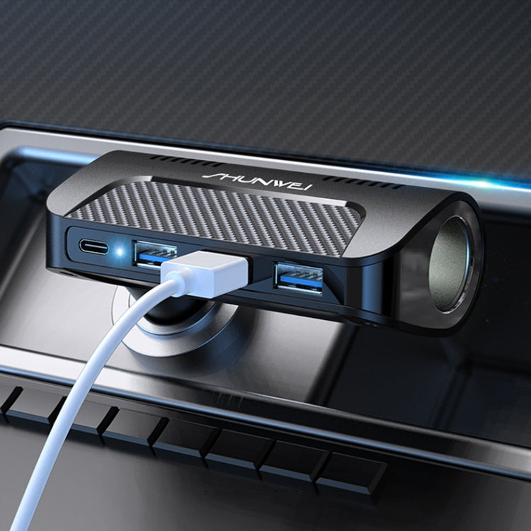 SHUNWEI SD-1920 120W PD18W+5A 3-Port USB Car Multifunctional Rotatable Fast Charger(Black) - Car Charger by SHUNWEI | Online Shopping South Africa | PMC TechLife | Buy Now Pay Later Mobicred