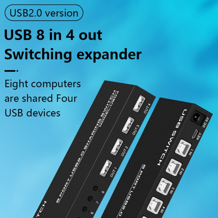 FJGEAR FJ-U804 8 In 4 Out USB2.0 Sharing Switch Extender - free shipping - PMC Jewellery - Order now!