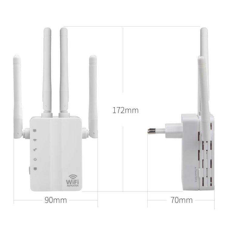 5G/2.4G 1200Mbps WiFi Range Extender WiFi Repeater With 2 Ethernet Ports US Plug Black - Broadband Amplifiers by PMC TechLife | Online Shopping South Africa | PMC TechLife