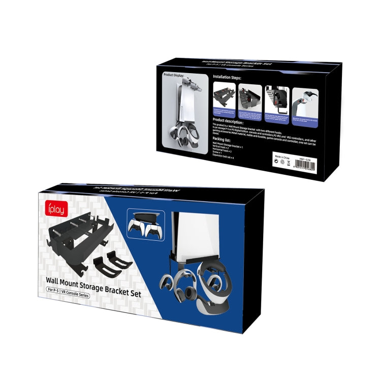 For PS5 Console iplay Wall-mounted Bracket Can Store Controllers/VR Glasses/Headphones(Black) - free shipping - PMC TechLife - Order now!