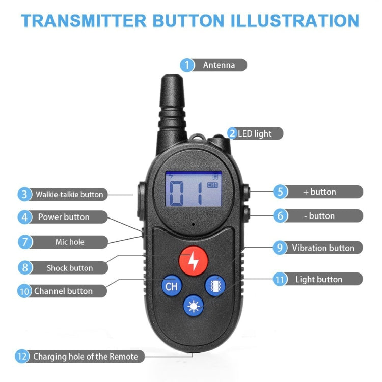 1000m Remote Control Intercom Dog Trainer Electric Shock Vibration Stop Barker(Black) - Training Aids by PMC Jewellery | Online Shopping South Africa | PMC Jewellery