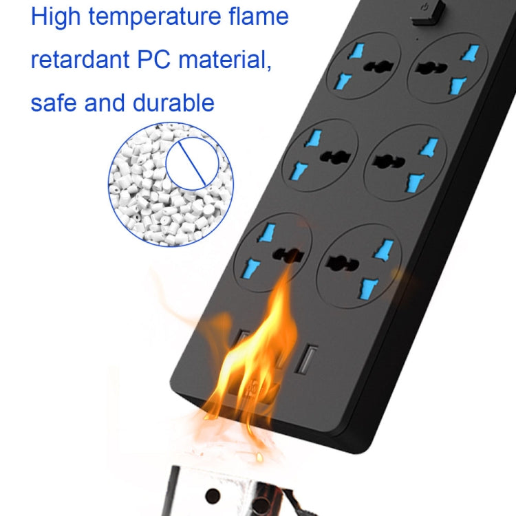 TB-T12 3000W 2m 4-USB Ports + 6-Jacks Multifunctional Flame-Retardant Socket With Switch(UK Plug) - free shipping - PMC TechLife - Order now!