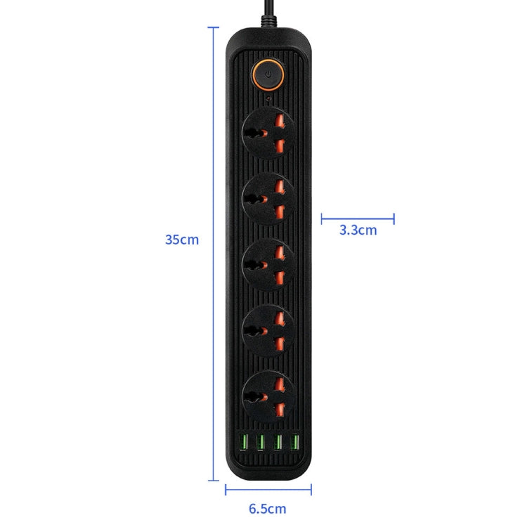 A03 2m 3000W 5 Plugs + 4-USB Ports Multifunctional Flame-retardant Socket with Switch(US Plug) - Extension Socket by PMC Jewellery | Online Shopping South Africa | PMC Jewellery | Buy Now Pay Later Mobicred