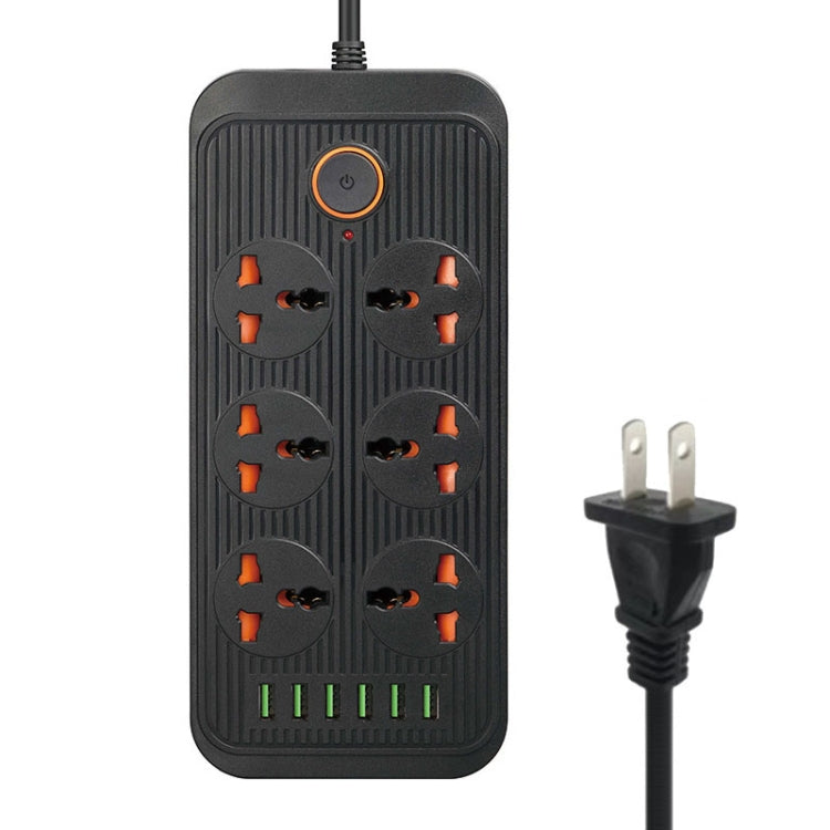 A07 2m 3000W 6 Plugs + 6-USB Ports Multifunctional Flame-retardant Socket with Switch(US Plug) - Extension Socket by PMC TechLife | Online Shopping South Africa | PMC TechLife | Buy Now Pay Later Mobicred