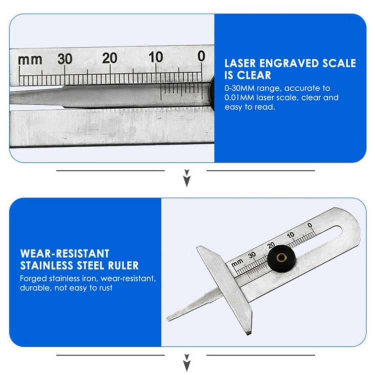 0-50mm Stainless Steel Tire Tread Vernier Depth Gauge - Electronic Test by PMC Jewellery | Online Shopping South Africa | PMC Jewellery | Buy Now Pay Later Mobicred