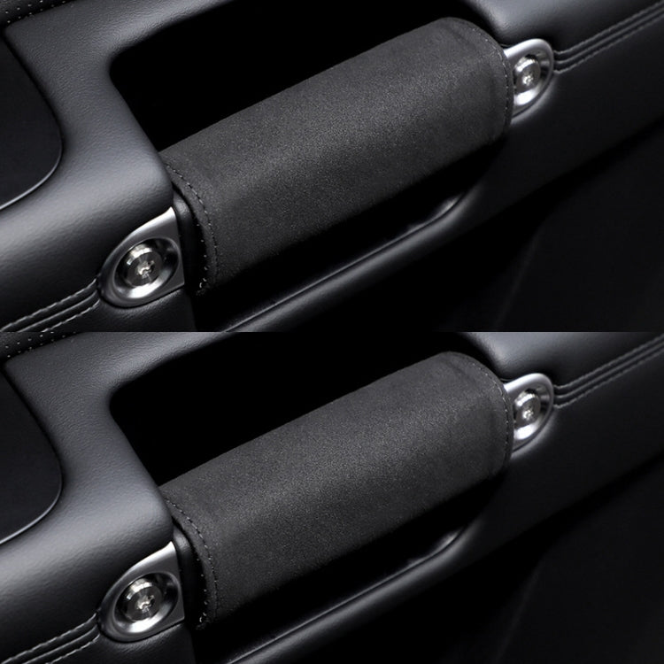 1pair Car Door Handle Decorative Anti-Scratch Cover Car Slippery Leather Inner Door Handle Protective Cover(Black) - Car Interior Mouldings by PMC Jewellery | Online Shopping South Africa | PMC Jewellery | Buy Now Pay Later Mobicred