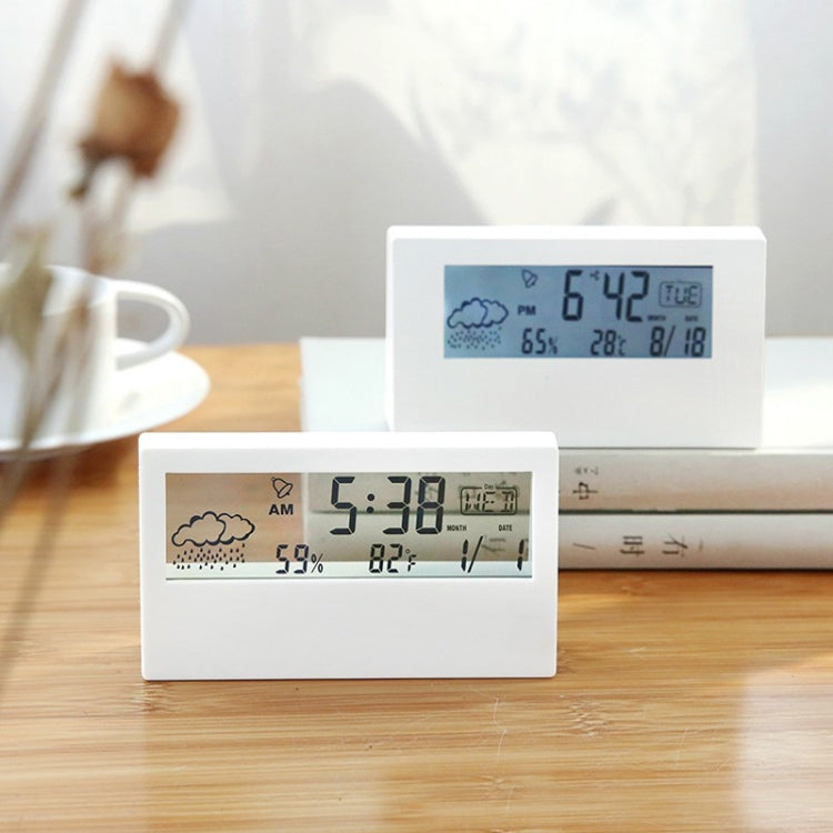 LCD Electronic Desk Clock Digital Display Multifunctional Temperature And Humidity Meter Alarm Clock, Model: Transparent White - Alarm Clocks by PMC TechLife | Online Shopping South Africa | PMC TechLife