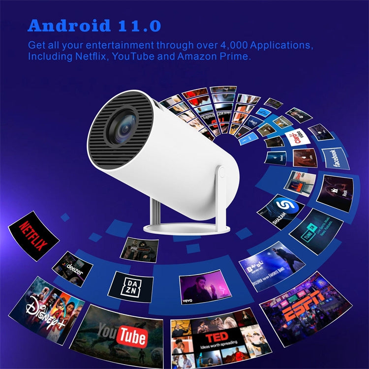 HY300 Smart Projector Android 11.0 System 120 Lumen Portable Projector EU Plug - Mini Projector by PMC TechLife | Online Shopping South Africa | PMC TechLife