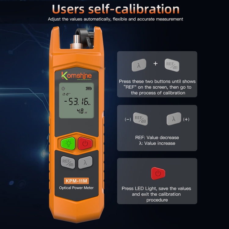 Komshine High Precision Optical Power Meter Mini Fiber Optic Light Attenuation Tester With LED, Specification: A-G/-70dBM to +6DBM - Fiber Optic Test Pen by Komshine | Online Shopping South Africa | PMC Jewellery | Buy Now Pay Later Mobicred